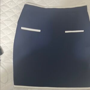 Blue and Cream High Low Pencil Skirt for Work